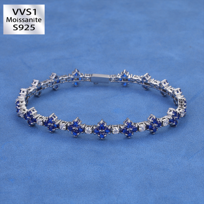 8mm Moissanite Alternating Flower Tennis Bracelet