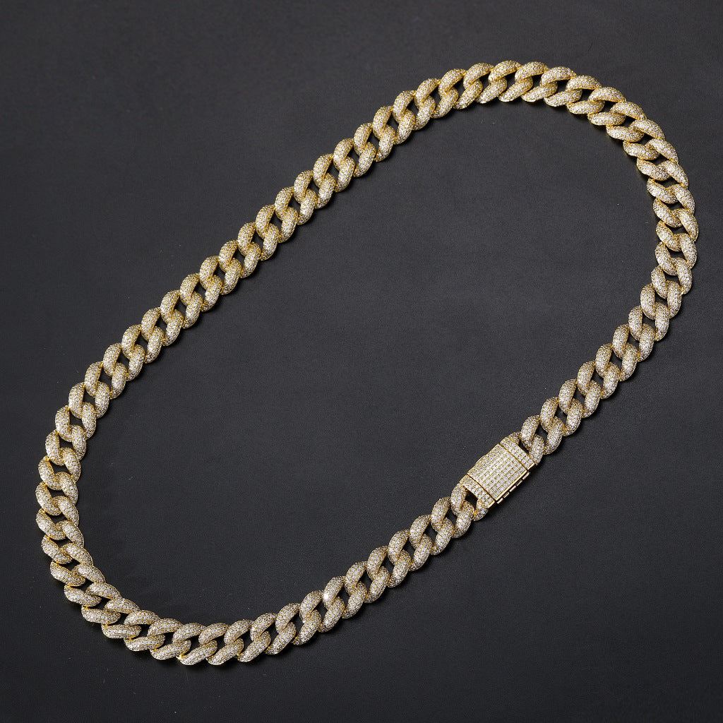 12mm Moissanite Bubble Micro inlay Cuban Chain