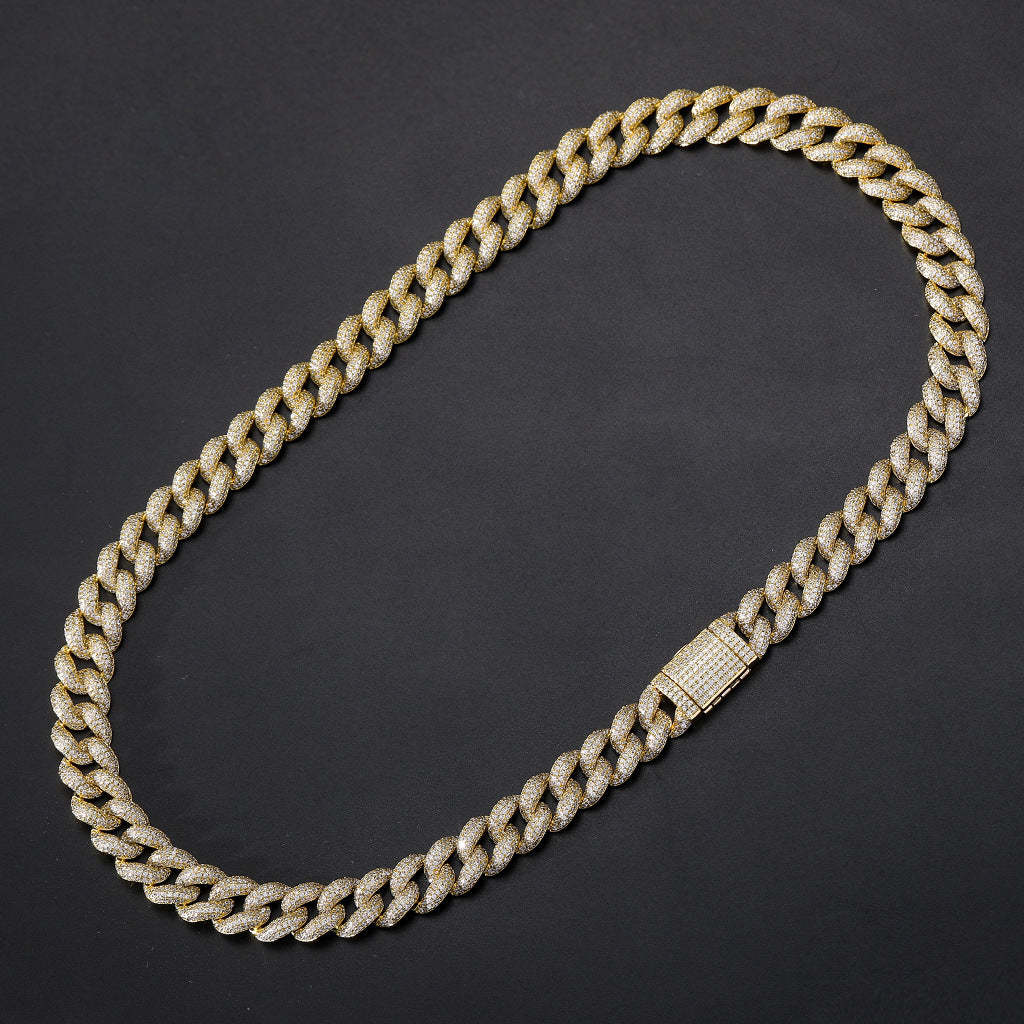 12mm Moissanite Bubble Micro inlay Cuban Chain