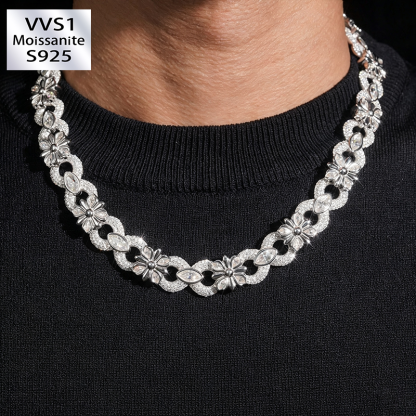 15mm Moissanite cross infinity link wallet Chain Lock