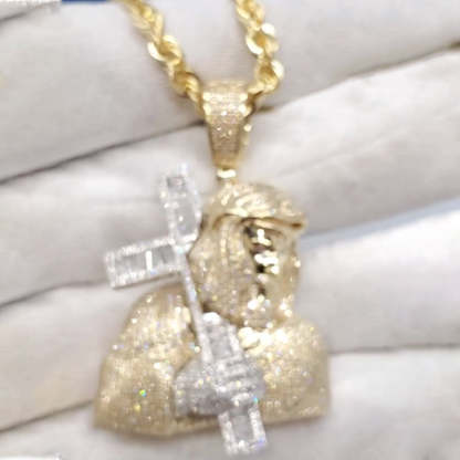 Custom Ice Out Jesus Cross Pendant 5mm Tennis Chain