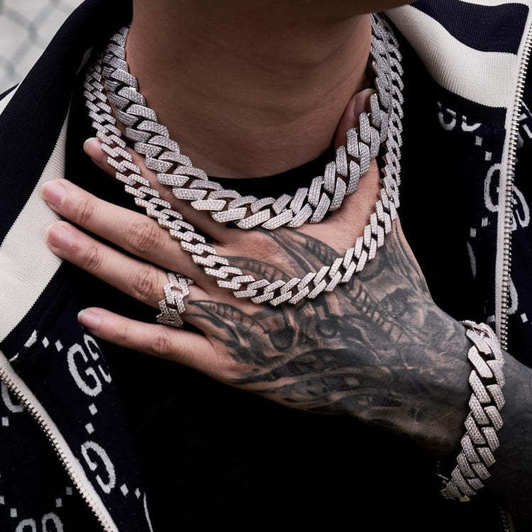 12MM Moissanite Diamond Prong Cuban Chain