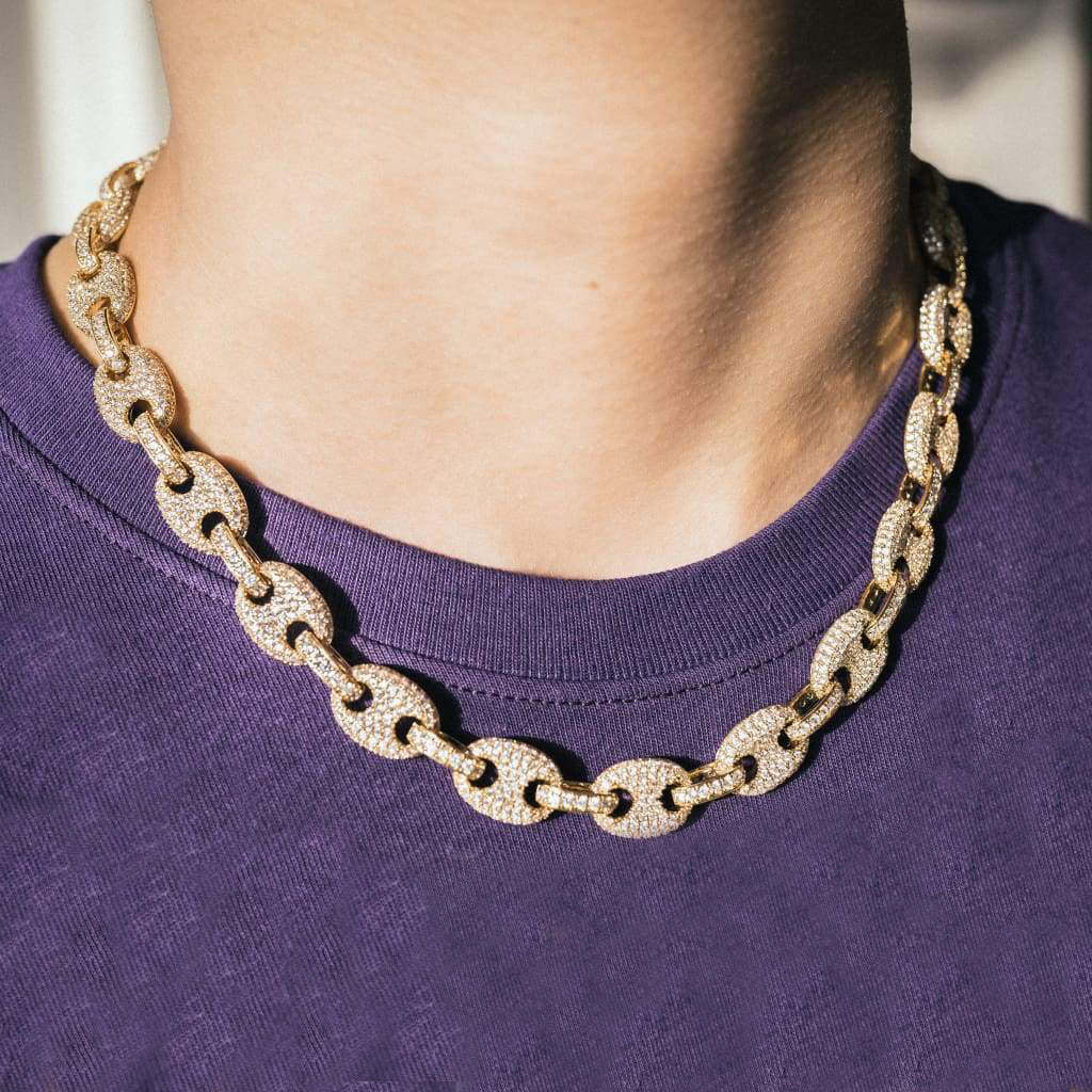 12mm Italian Moissanite Diamond Chain In Gold