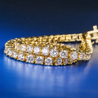 3mm CZ Diamond Tennis Bracelet for Men in 14K Gold KRKC