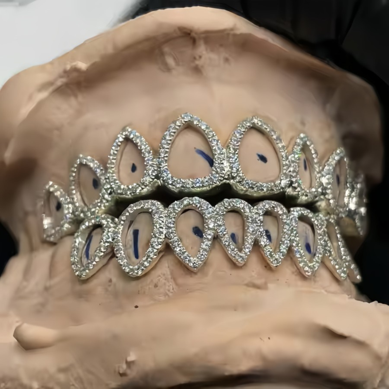 Moissanite Hip Hop Water Drop Hollow Diamond Grillz