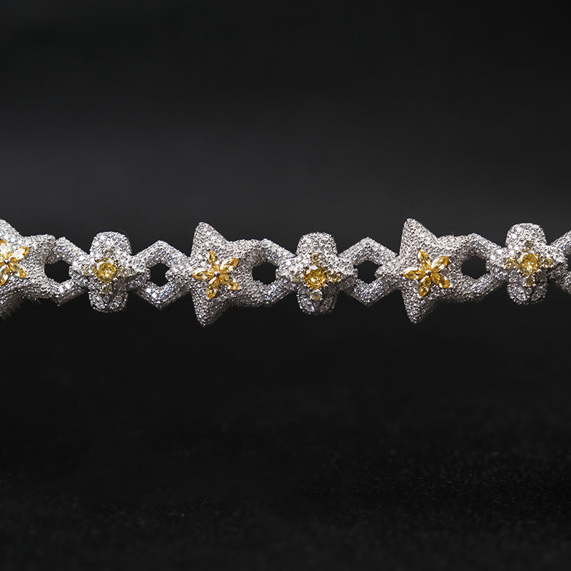 Moissanite Star Spliced Four-Leaf Clover Bracelet