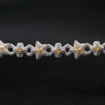 Moissanite Star Spliced Four-Leaf Clover Bracelet