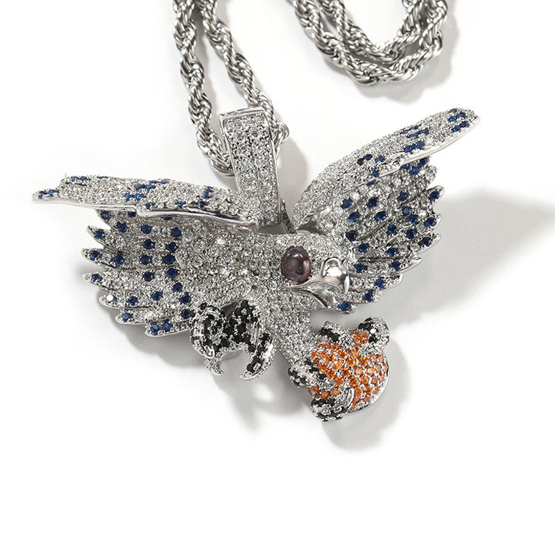 Moissanite Winged Eagle with Gemstone Pendant