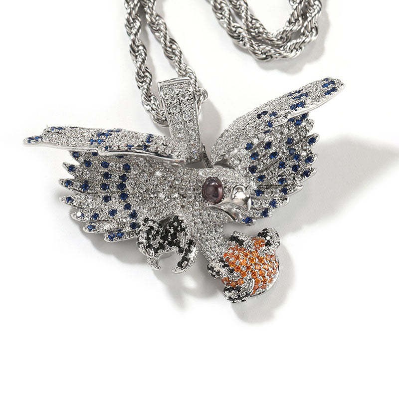 Moissanite Winged Eagle with Gemstone Pendant