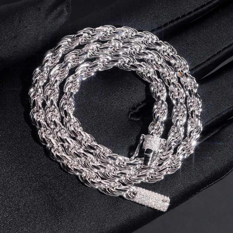 S925 6mm Moissanite Buckle Classic Twisted Chain