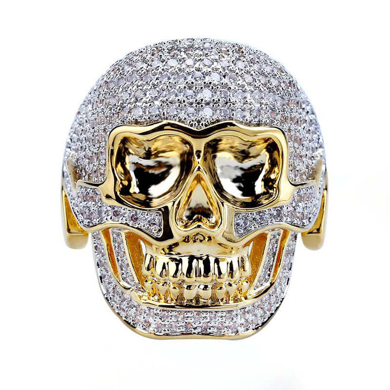 Moissanite Personality Hip Hop Punk Skull Bully Ring
