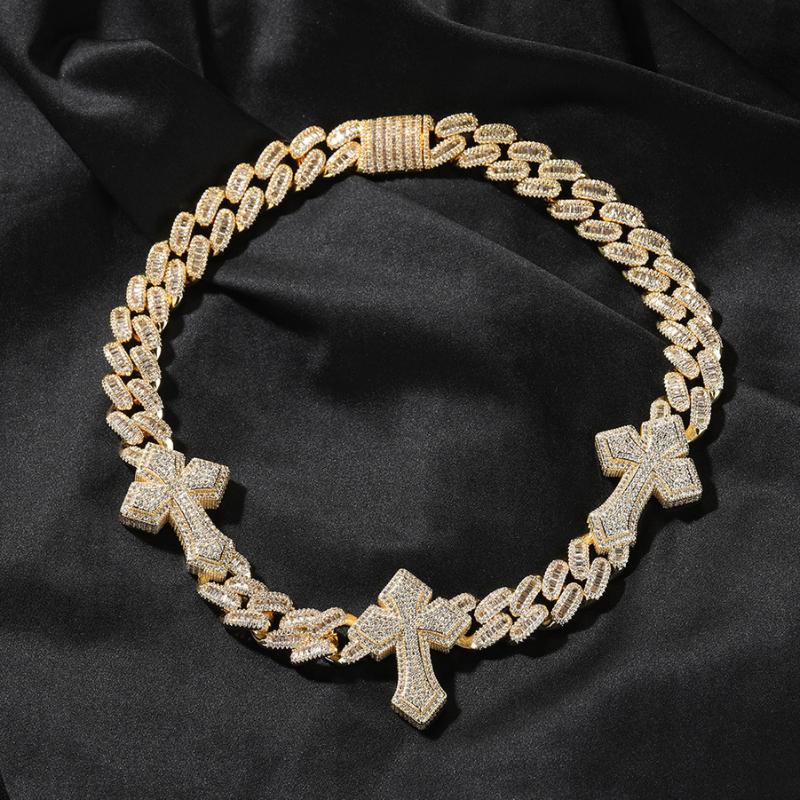 Moissanite Punk Cross Cuban Chain