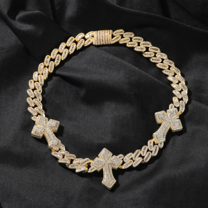 Moissanite Punk Cross Cuban Chain