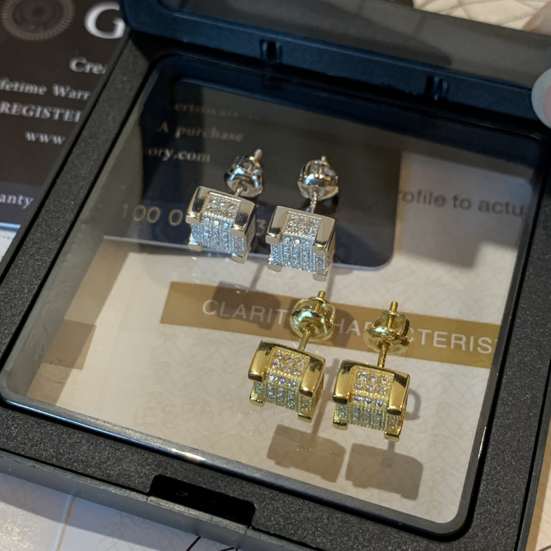 S925 Silver Moissanite Classic Square Earrings