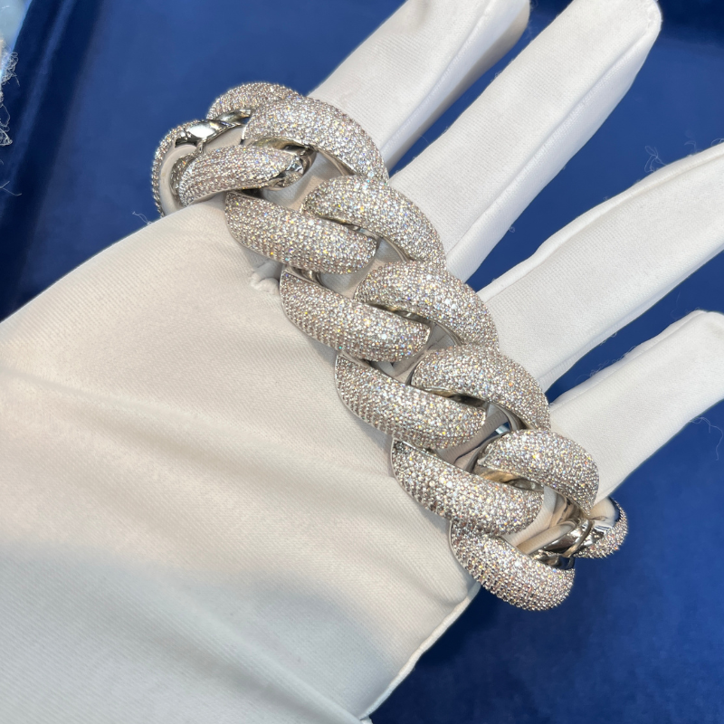 25mm Moissanite Full of Diamond Bubble Cuban Bracelet