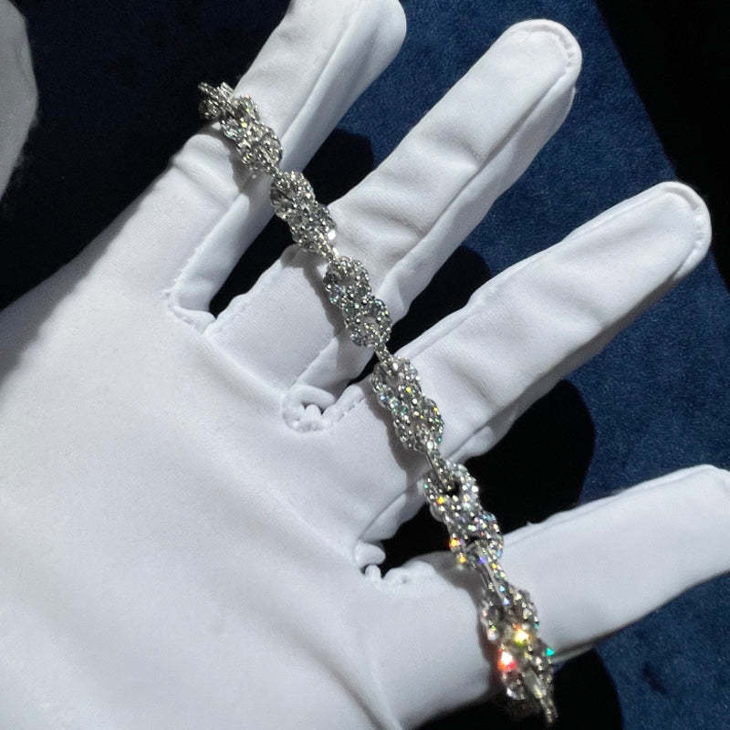 Moissanite Horizontal Figure 8 Infinite Cross Bracelet