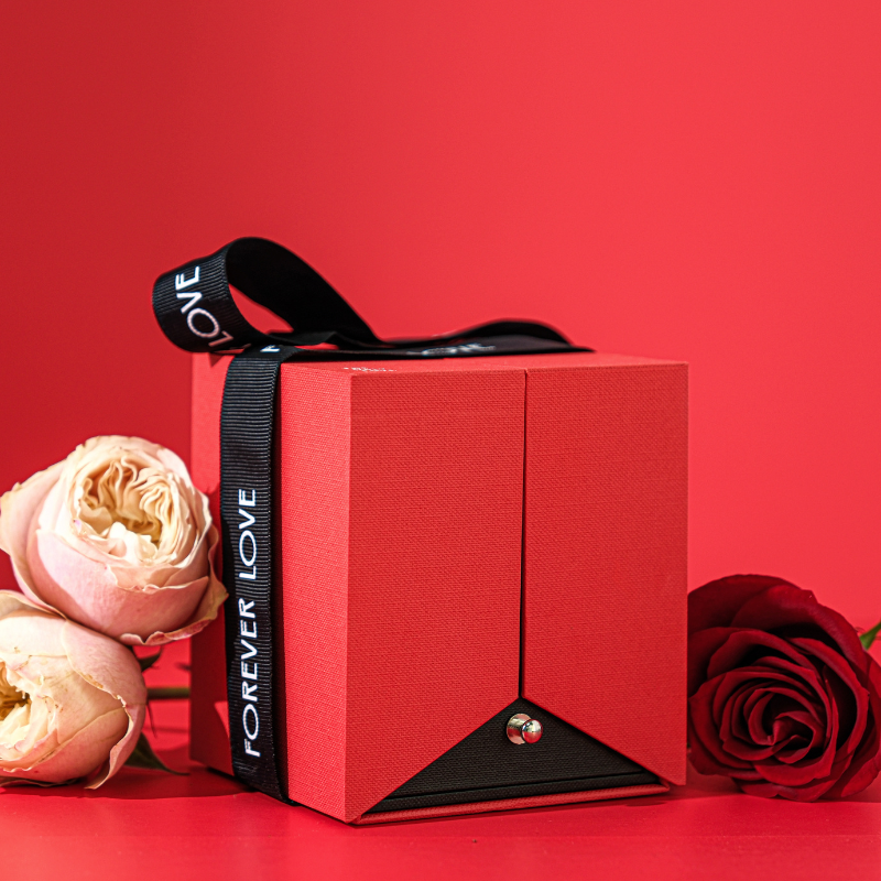 Valentine's Day S925 Moissanite Emerald Cut Square Diamond Gift Box Three-piece Set