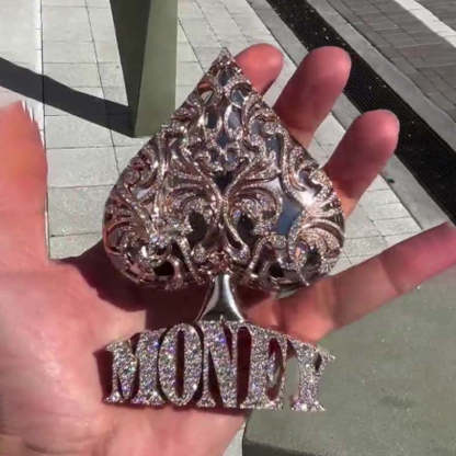 Moissanite "MONEY" Letter Peach Heart Pendant