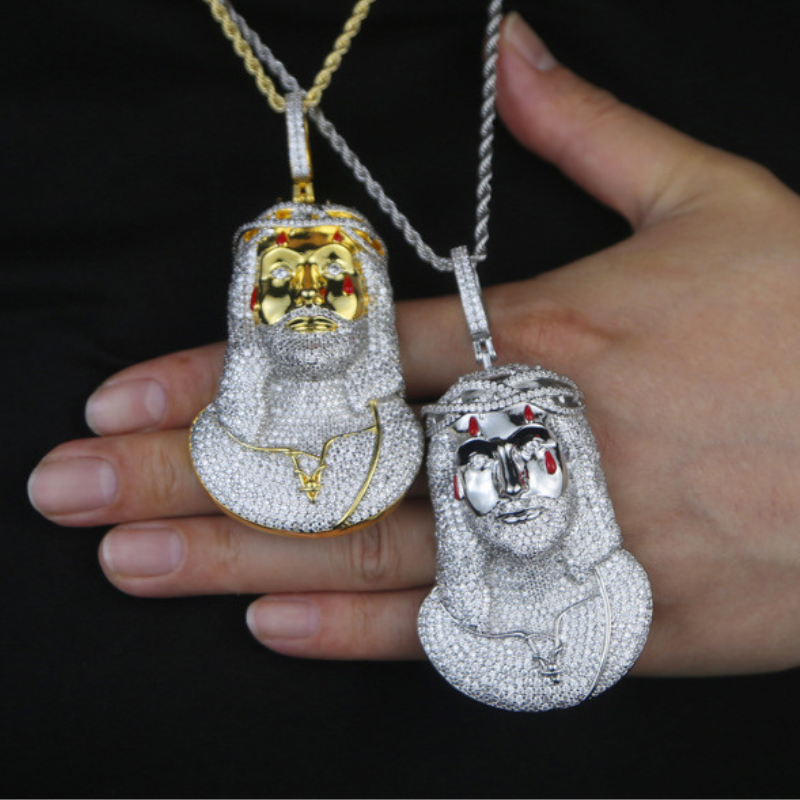 Moissanite Hip Hop Creative Drop Glue Craft Jesus Pendant