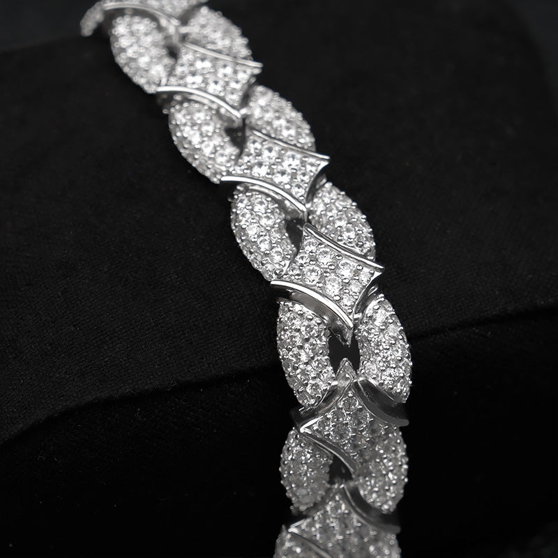 Iced Out Rhombus Interlocking Moissanite Bracelet