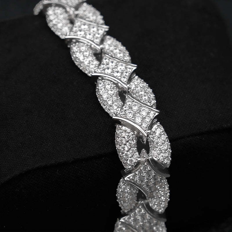Iced Out Rhombus Interlocking Moissanite Bracelet