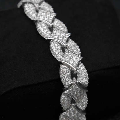 Iced Out Rhombus Interlocking Moissanite Bracelet
