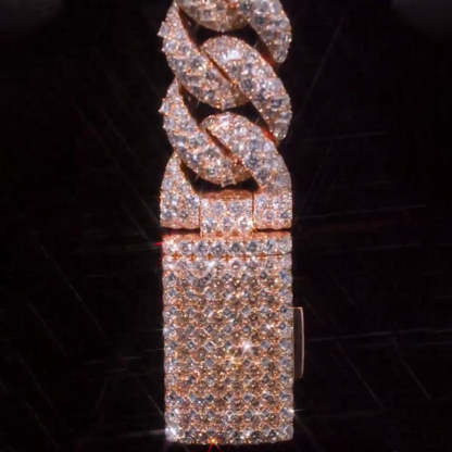 22mm Round and Carre Cut Moissanite Cuban Chain