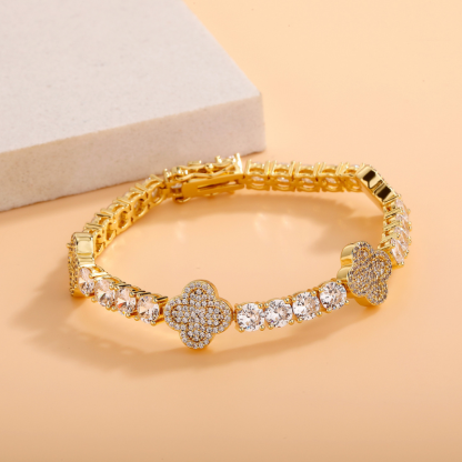 5mm Moissanite Four Leaf Clover Lucky Tennis Chain