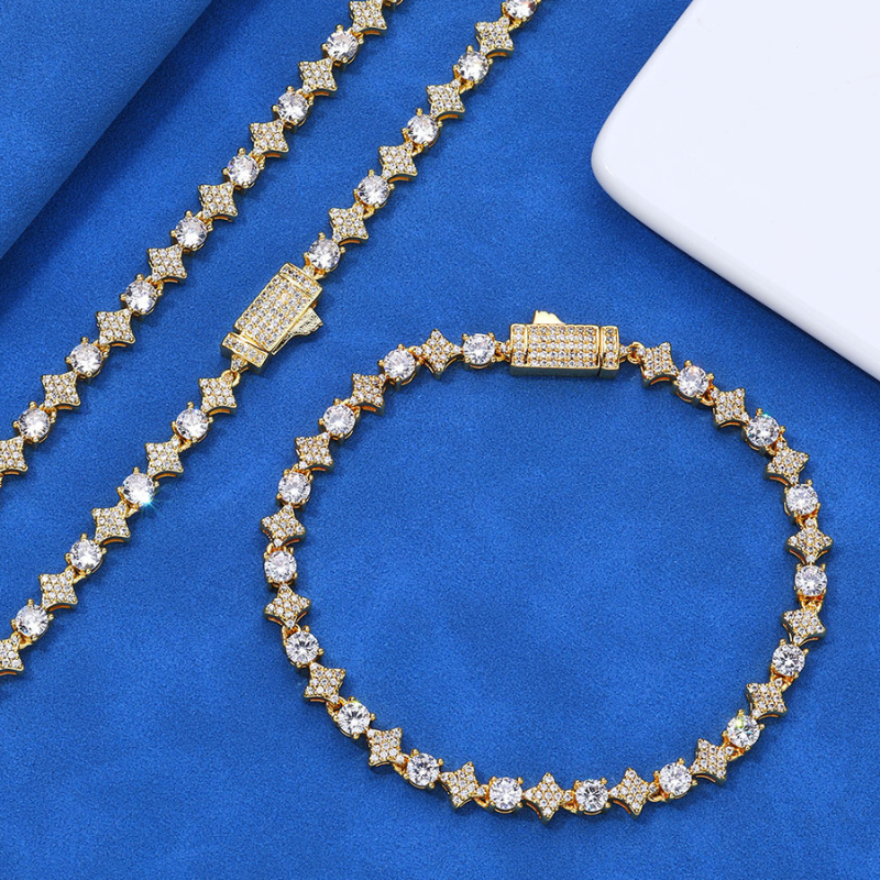 6mm Moissanite Hip Hop Star Chain