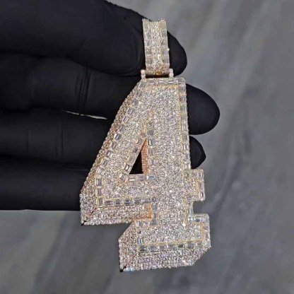 Moissanite Baguette Number 4 Pendant