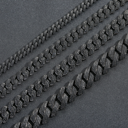 10mm/13mm/15mm/20mm Black Moissanite Hip Hop Diamond Cuban Chain