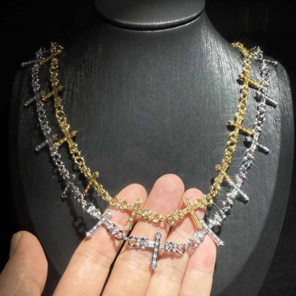 Moissanite Hip Hop Thorn Cross Chain