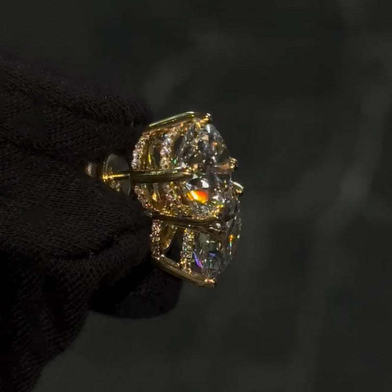 5CT Luxury Inlaid Moissanite S925 Earrings in Gold