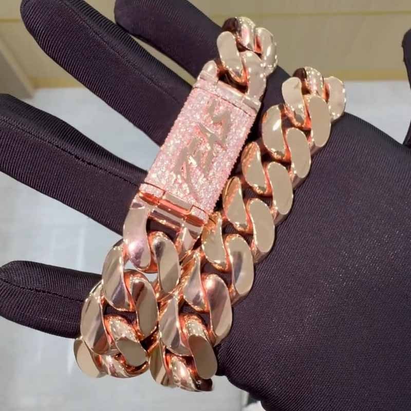 22mm Moissanite Custom Letter Buckle Cuban Chain