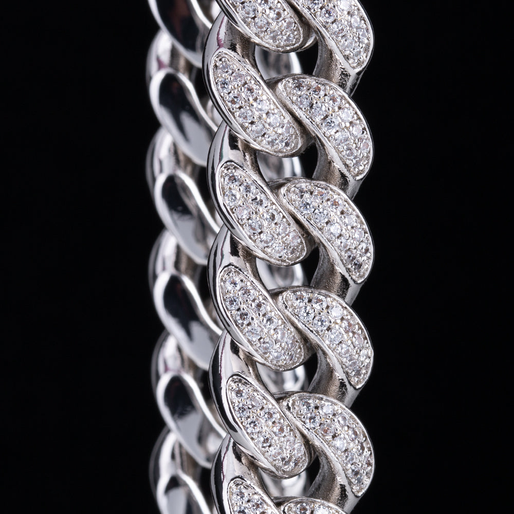 12mm Iced Cuban Link Bracelet White Gold Plated-krkcom