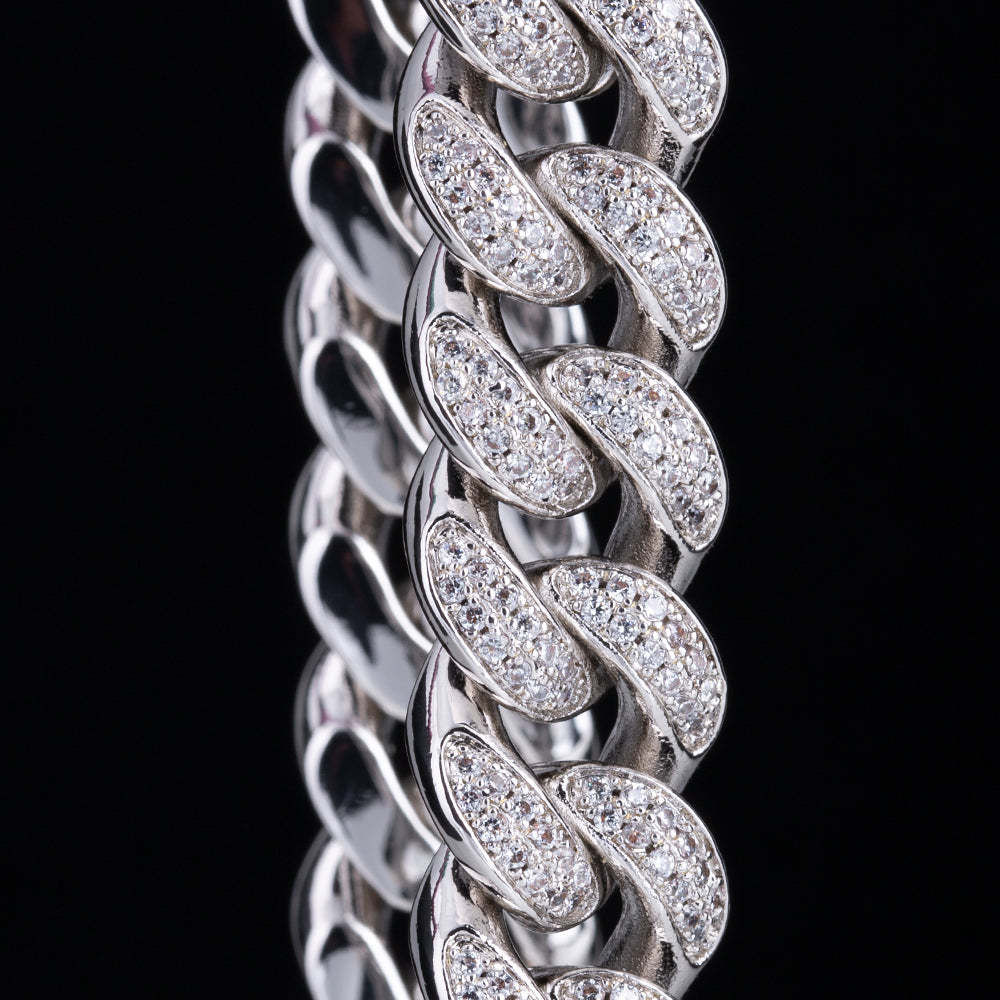 12mm Iced Cuban Link Bracelet White Gold Plated-krkcom