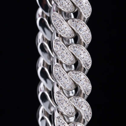 12mm Iced Cuban Link Bracelet White Gold Plated-krkcom