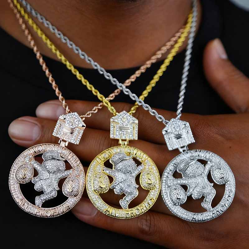 Moissanite Hip-hop Money Bag Boy Pendant