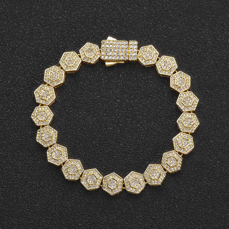 8.5mm Moissanite Geometric Hexagonal Rock Sugar Chain