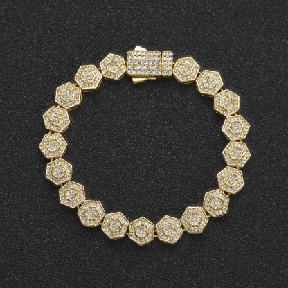 8.5mm Moissanite Geometric Hexagonal Rock Sugar Chain