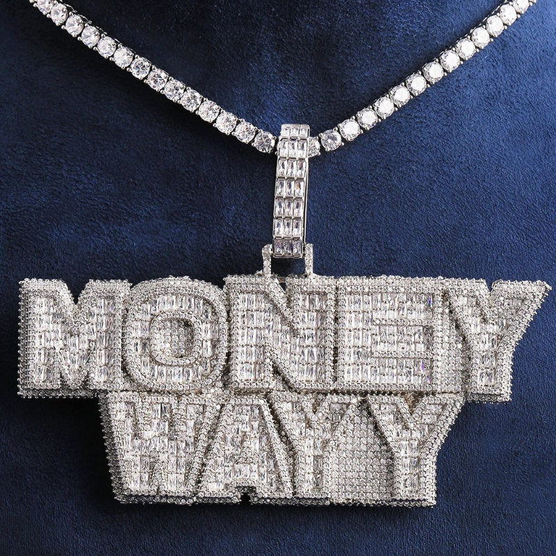 Moissanite Hip Hop Square Monogram Pendant