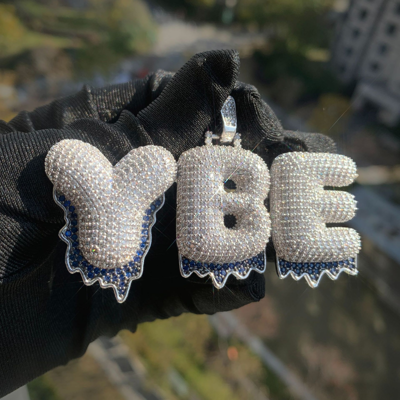 Moissanite Hip Hop DIY Round Letter Custom Pendant