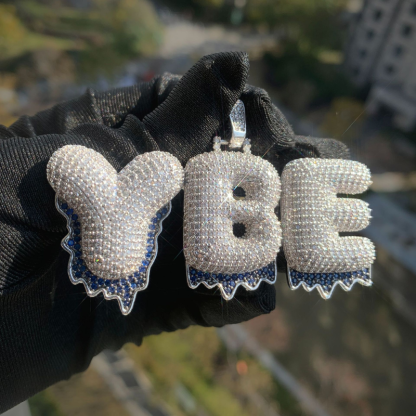 Moissanite Hip Hop DIY Round Letter Custom Pendant