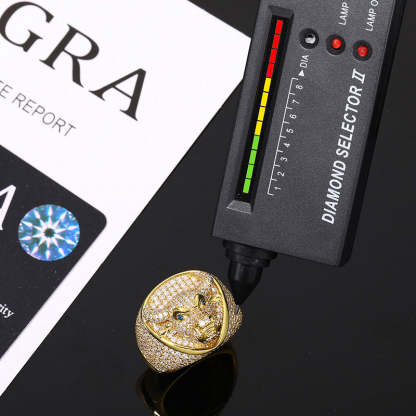 Moissanite Animal Bullhead Signet Hip Hop Ring