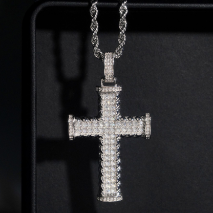 S925 Silver Moissanite Punk Cross Pendant