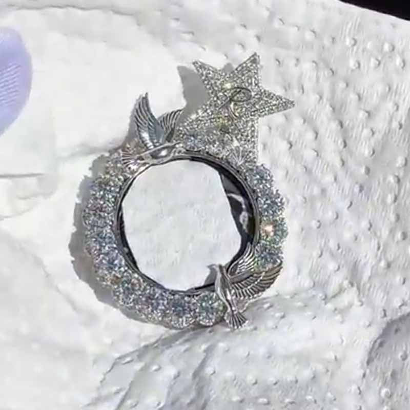 Peace Dove Stars World  Moissanite Customized Pendant