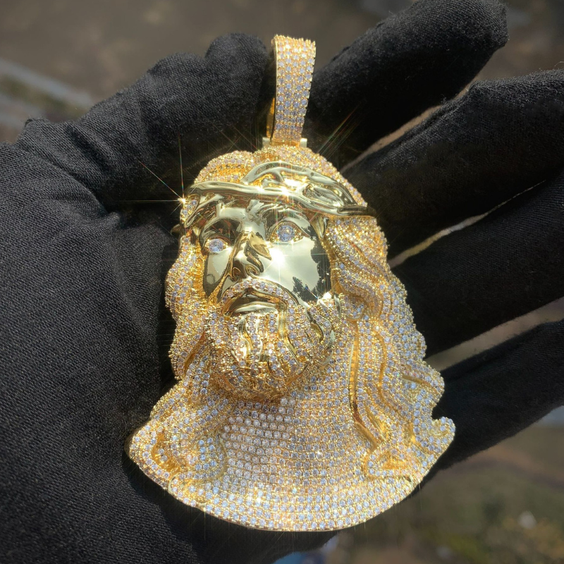 Moissanite Hip Hop Big Wave Jesus Pendant