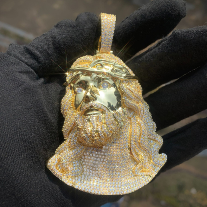 Moissanite Hip Hop Big Wave Jesus Pendant