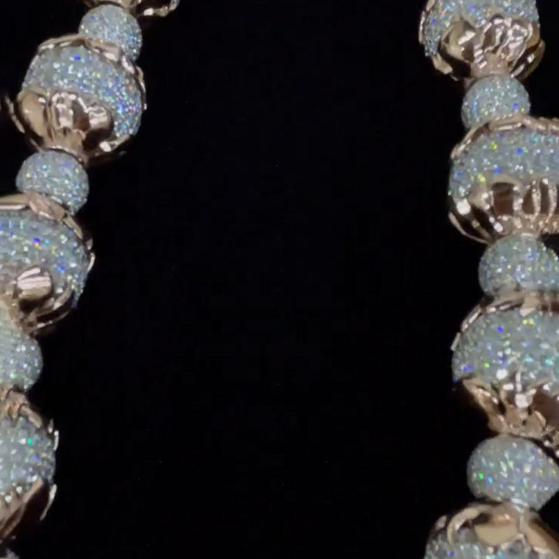 Moissanite Rose Wrapped Cross Pendant Chain Set