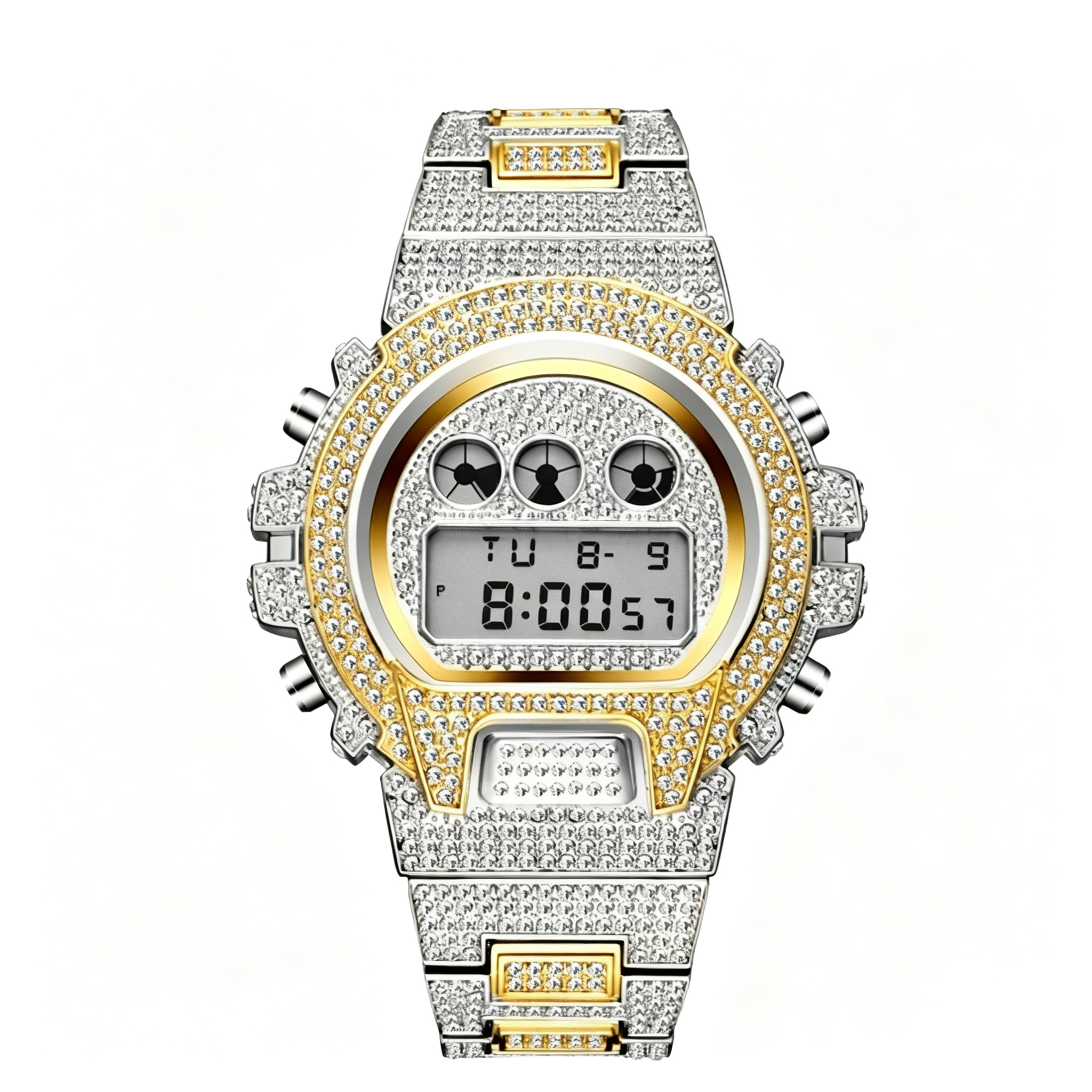 Moissanite Luxury Fashion Electronic Watch with Full Setting